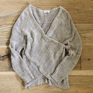 Vici Collection Hayden Oatmeal Wrap Sweater med